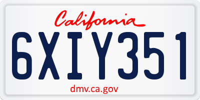 CA license plate 6XIY351