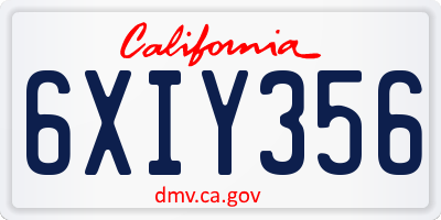 CA license plate 6XIY356