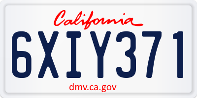 CA license plate 6XIY371