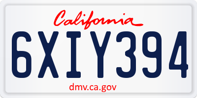 CA license plate 6XIY394