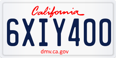 CA license plate 6XIY400