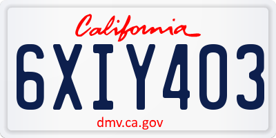 CA license plate 6XIY403