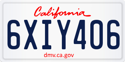 CA license plate 6XIY406