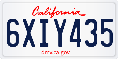 CA license plate 6XIY435