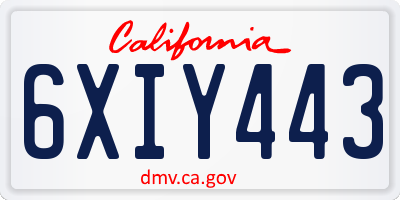 CA license plate 6XIY443