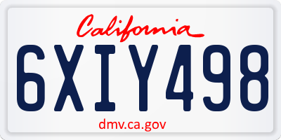 CA license plate 6XIY498