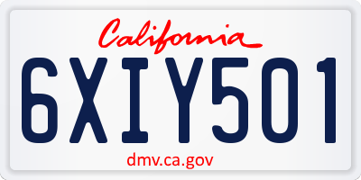 CA license plate 6XIY501