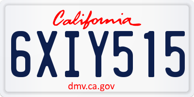 CA license plate 6XIY515