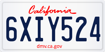 CA license plate 6XIY524