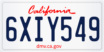 CA license plate 6XIY549