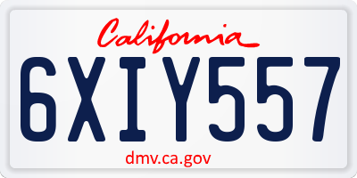 CA license plate 6XIY557