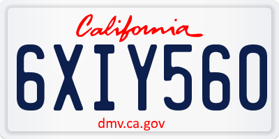 CA license plate 6XIY560