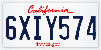 CA license plate 6XIY574