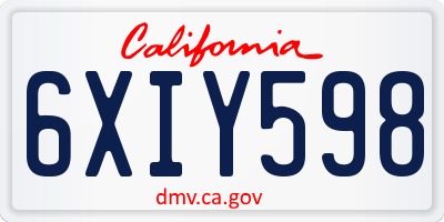 CA license plate 6XIY598