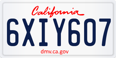 CA license plate 6XIY607