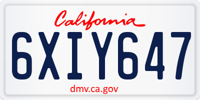 CA license plate 6XIY647