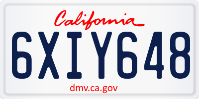 CA license plate 6XIY648