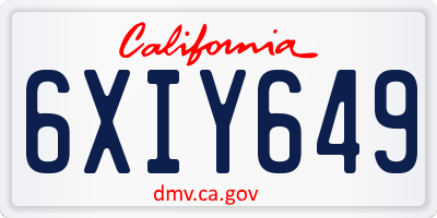 CA license plate 6XIY649