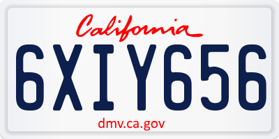 CA license plate 6XIY656