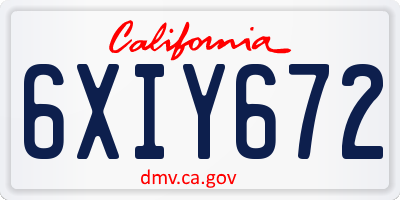 CA license plate 6XIY672