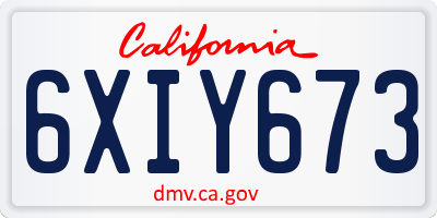 CA license plate 6XIY673