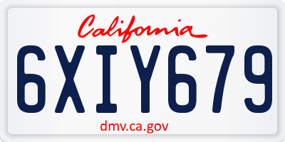 CA license plate 6XIY679