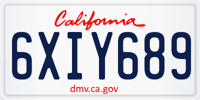 CA license plate 6XIY689