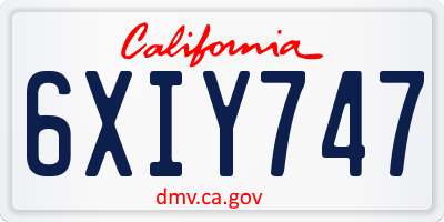 CA license plate 6XIY747