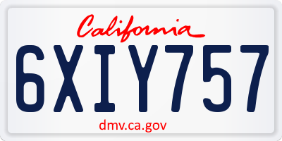 CA license plate 6XIY757