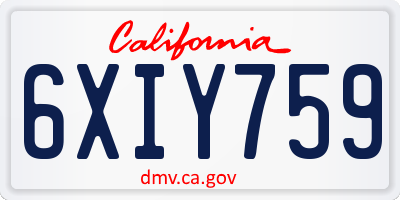 CA license plate 6XIY759