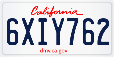 CA license plate 6XIY762