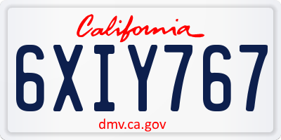 CA license plate 6XIY767