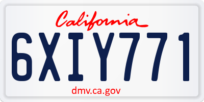 CA license plate 6XIY771