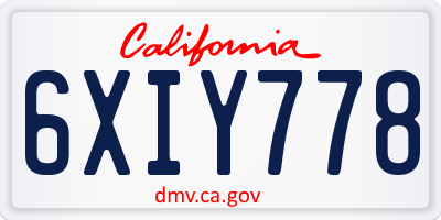 CA license plate 6XIY778