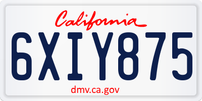 CA license plate 6XIY875