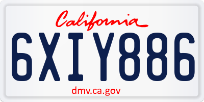 CA license plate 6XIY886