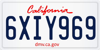 CA license plate 6XIY969