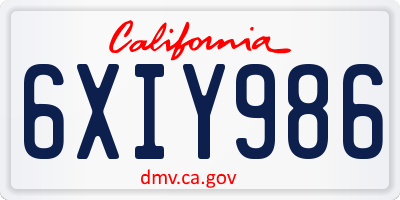 CA license plate 6XIY986