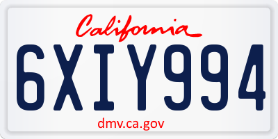 CA license plate 6XIY994