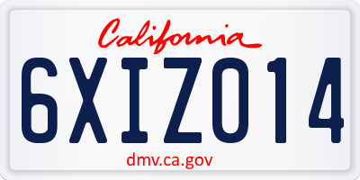 CA license plate 6XIZ014