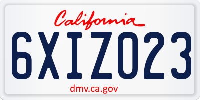CA license plate 6XIZ023