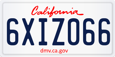CA license plate 6XIZ066
