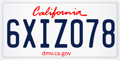CA license plate 6XIZ078