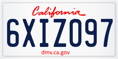 CA license plate 6XIZ097