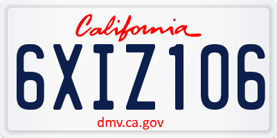 CA license plate 6XIZ106