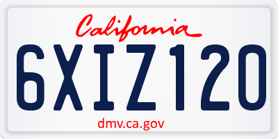 CA license plate 6XIZ120