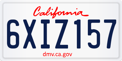 CA license plate 6XIZ157