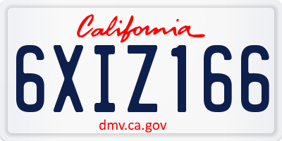 CA license plate 6XIZ166