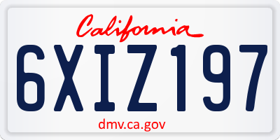 CA license plate 6XIZ197