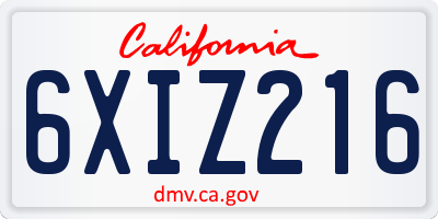 CA license plate 6XIZ216